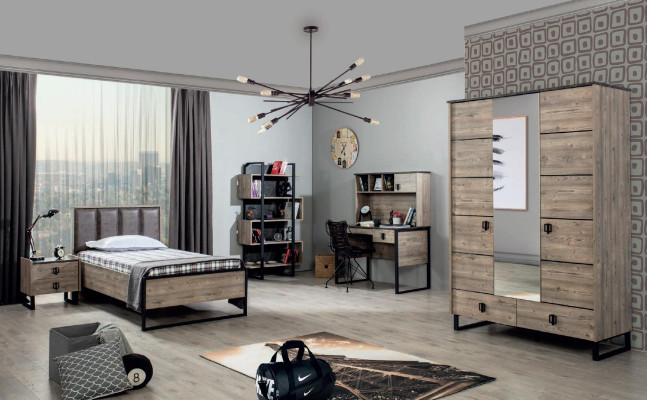 Loft Design Bedden Slaapkamer Bed Hout met Gestoffeerd Hoofdeinde Bedframe Nieuw