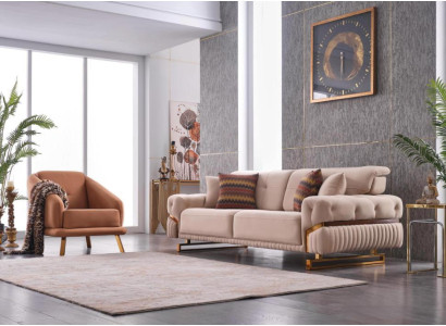 Woonkamerbankstel fauteuil drieseater complete meubelset design 3+1