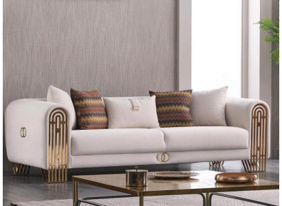 Witte woonkamer roestvrijstalen bank bekleding textiel design stijl bankstel