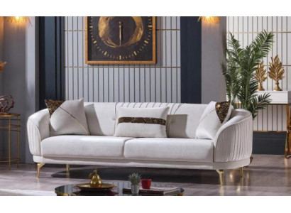 Witte roestvrijstalen driezits woonkamer meubilair gestoffeerde banken luxe meubels sofa fluweel