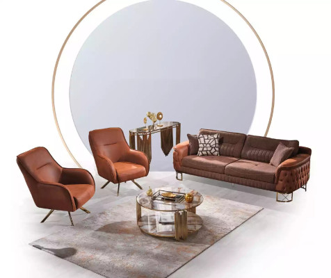 Ontwerp fauteuil bekleding woonkamer hout moderne luxe bruine lounge