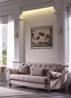 Klassiek woonkamermeubilair 3+1 bank zitbank bankstel Nieuw Beige