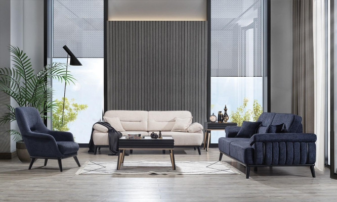 Luxe 4-delige bankstel Moderne bank 3 + 3 + fauteuil + salontafel Woonkamer Set