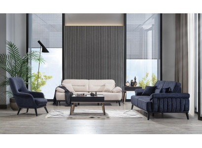 Luxe 4-delige bankstel Moderne bank 3 + 3 + fauteuil + salontafel Woonkamer Set