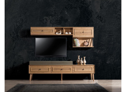 Woonwand TV-standaard Wandkast RTV Lowboard Bruin Hout Dressoir Modern