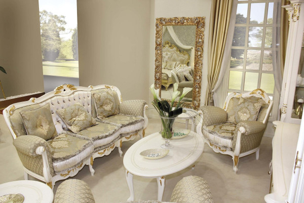 Klassiek barok rococo driezitsbank 3-zits bank gestoffeerde banken banken