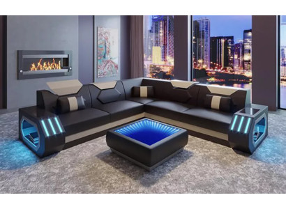 Hoekbank lederen bekleding ontwerp woonkamer hoekbank bank bank L-vormige woonlandschap.