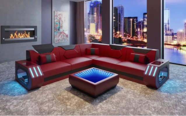 Hoekbank lederen bekleding ontwerp woonkamer hoekbank bank bank L-vormige woonlandschap.