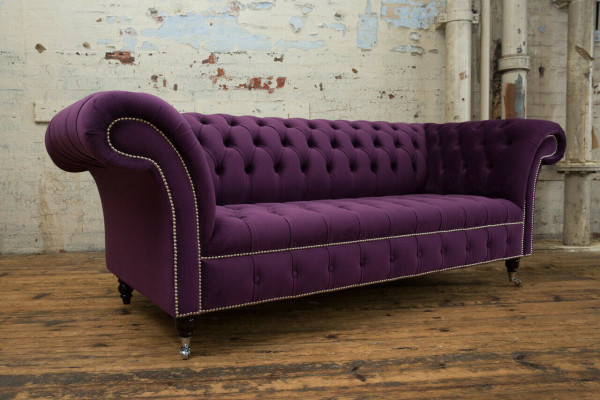 Chesterfield Originele Bank Bank Textiel Banken Stof Paars 225cm Bankstellen