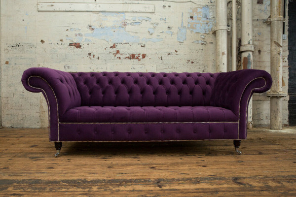 Chesterfield Originele Bank Bank Textiel Banken Stof Paars 225cm Bankstellen