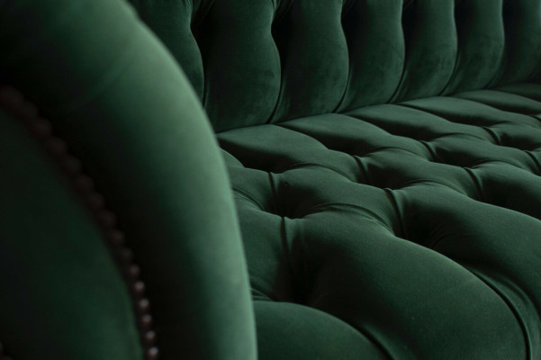 Klassiek Chesterfield Design Bankstel 3-zits Bank Bankstel Fluweel Leder groot groen nieuw