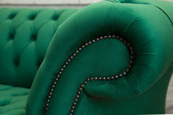 Klassieke Chesterfield bank 3-zitsbank Bank fluweel leer Design groot groen nieuw