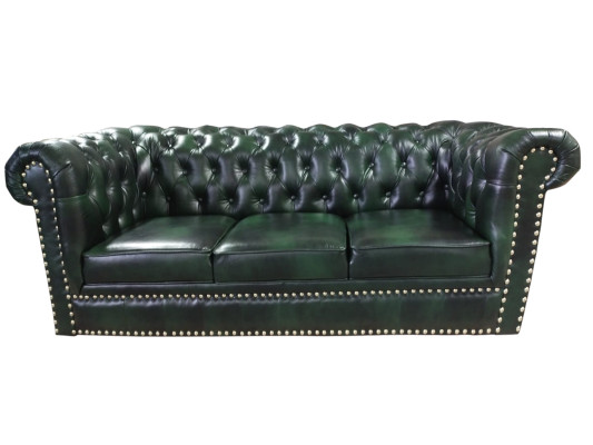 Chesterfield bank driezits echt lederen bank groene leren bank 230cm meubels