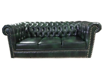 Chesterfield bank driezits echt lederen bank groene leren bank 230cm meubels