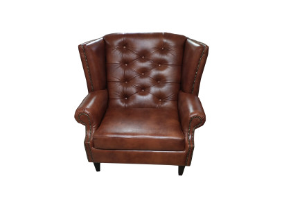 Luxe oorfauteuil Chesterfield fauteuil Leer Bruin Bank Modern Meubels