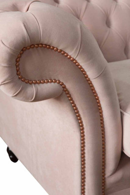 Moderne Chesterfield 4-zits design bank roze gestoffeerde banken stof textiel