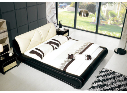 Leren bedbekleding luxe ontwerp dubbele hotel houten bedden slaapkamer