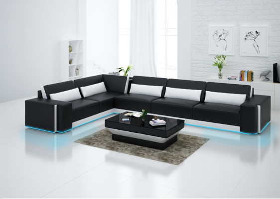 Lederen bank Bank woonlandschap Decor Modern Hoekbank Design Set