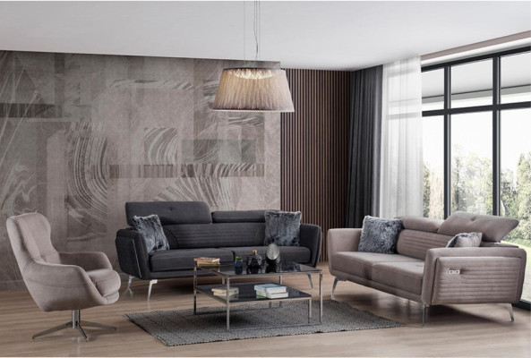 Sofagarnituur Bank Beklede Meubels Stof Bank Banken 3+3+1 Grijs Groep