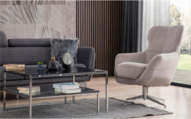 Draaibare fauteuil Relax Club bankstoel Eenpersoonsbank Beklede meubels Beige