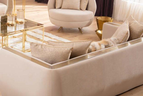 Bankstel Luxe 3-zits bank Beklede Houten Lederen Woonkamer Driezitter Bank Nieuw