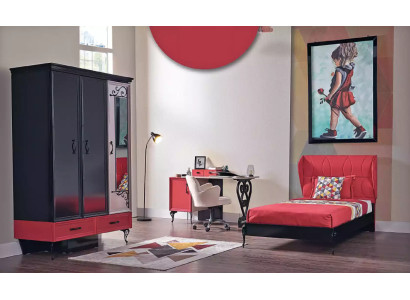 Kinder slaapkamer rood zwart klassieke complete kamer kast bed