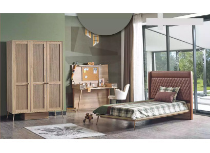 Luxe kinderkamer Chesterfield bed bureau kast 3-delige set.
