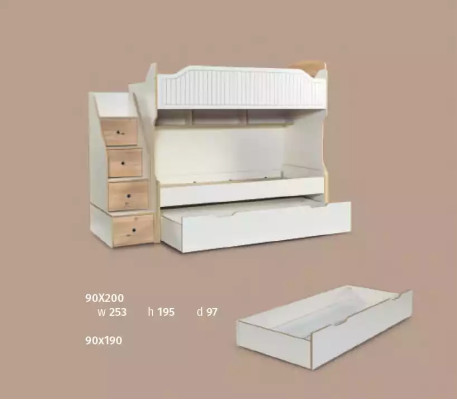 Kinderkamer stapelbed hoogslaper set bureau kledingkast 3-delig.