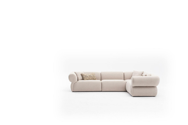 Bank L-vorm Beige Gestoffeerde bank Woonkamer Meubels Textiel Moderne Stijl