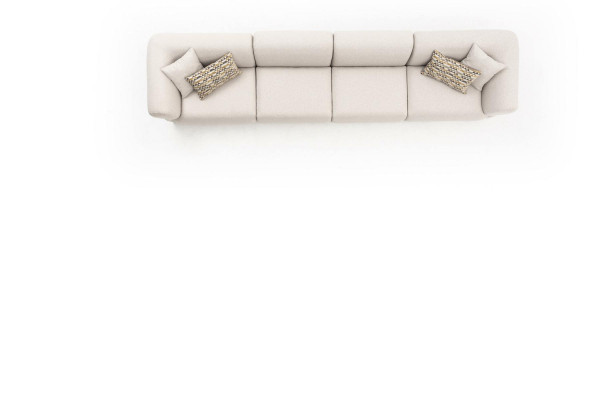 Grote aantrekkelijke 6-zits bank in eenvoudig ontwerp van premium materialen in beige.