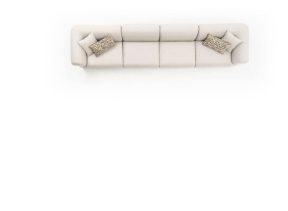 Grote aantrekkelijke 6-zits bank in eenvoudig ontwerp van premium materialen in beige.