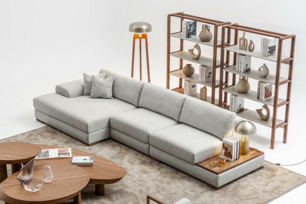 Bank Bank Bekleding Meubels Woonlandschap Grijs Hoekbank Zachte Banken