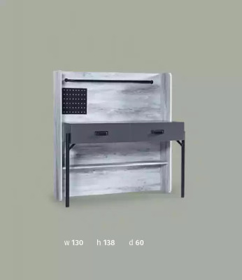 Grijze jeugdkamer set kinderkamer slaapkamer tafel kast bed 3-delig.