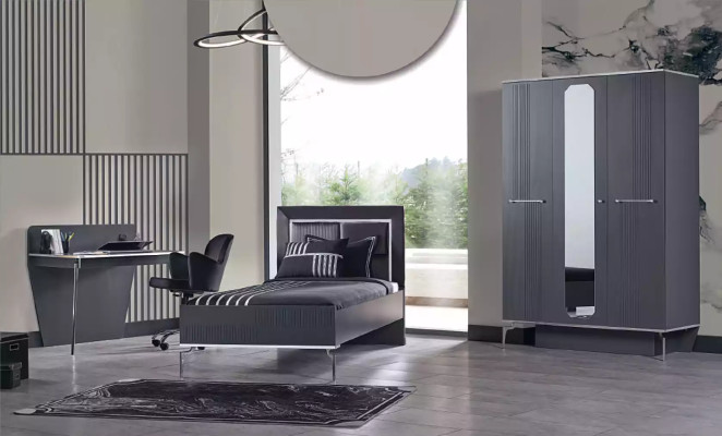 Ontwerp tienerkamer slaapkamer set kast bed bureau 3-delig.