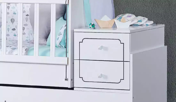 Kinderbed Zuigeling Baby Peuter Bed Houten Bed Wit met Planken