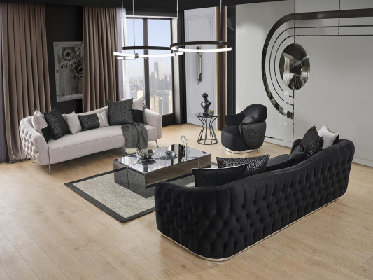 Vierzitsbank 4-zits bankstellen Modern design Stof Polyester Zwart