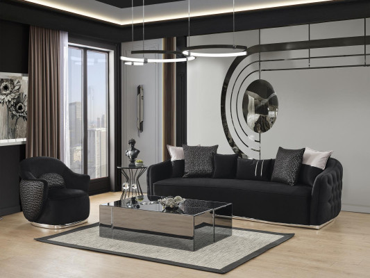 Vierzitsbank 4-zits bankstellen Modern design Stof Polyester Zwart