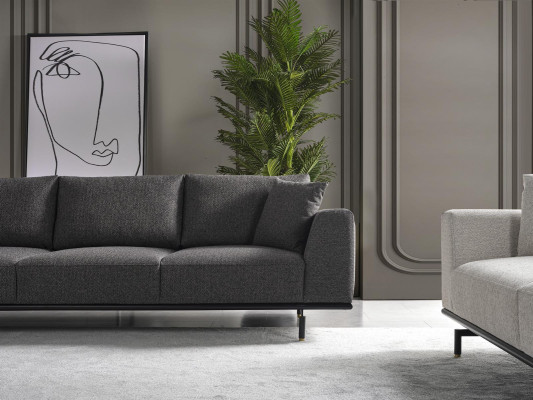 Vierzitsbank 4-zitsbanken Modern Grijs Design Stof Polyester Nieuw