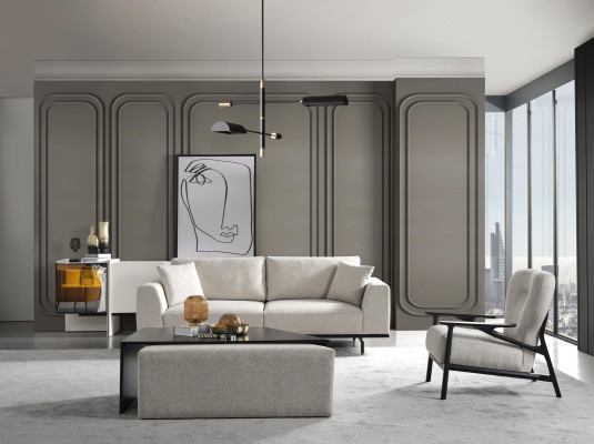 Driepersoons bank 3-zits banken Modern Wit Design Stof Polyester Nieuw