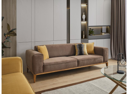 Vierzitsbank 4-zitsbanken Stof Bruin Woonkamer Luxe Modern
