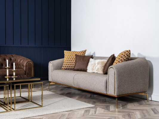 Driepersoonsbank 3-zitsbanken Design Modern Stof Grijs Woonkamer