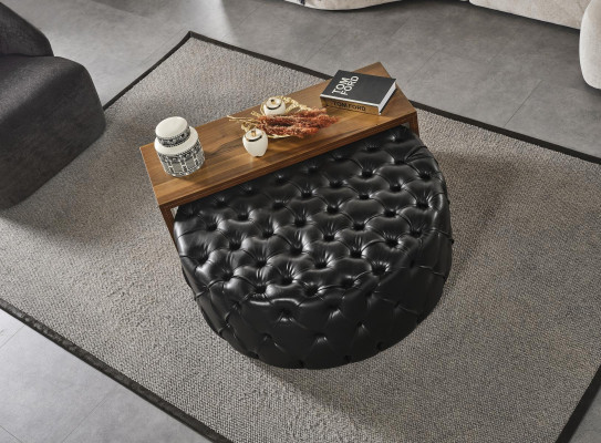 Salontafel Tafel Bijzettafel Woonkamer Modern Zwart Kunstleer