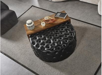Salontafel Tafel Bijzettafel Woonkamer Modern Zwart Kunstleer