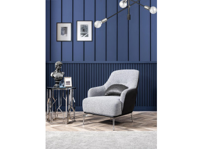 Stoel Oorfauteuil Modern stof Woonkamer Polyester Grijs Design Zitplek