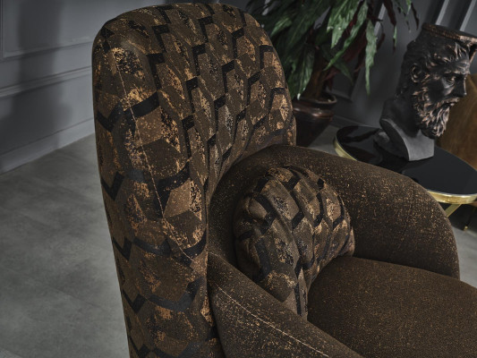 Fauteuil Oorfauteuil Cocktailsessel Stof Woonkamer Polyester Bruin