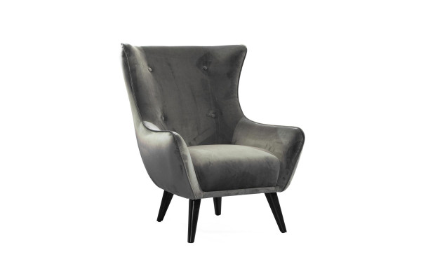 Fauteuil Oorfauteuil Stof Woonkamer Polyester Ontwerp Grijs Modern Zitplaats