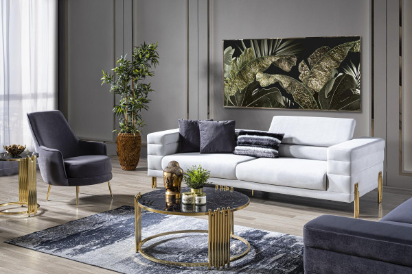 Fauteuil Ohrensessel Cocktailsessel Stof Woonkamer Polyester Grijs Zitplaats