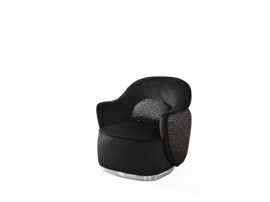 Fauteuil Oorfauteuil Modern Stof Woonkamer Polyester Zwart Design
