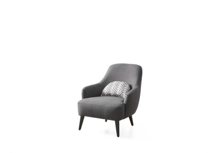 Fauteuil Oorfauteuil Stof Woonkamer Polyester Ontwerp Grijs Modern Zitplaats