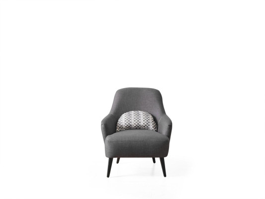 Fauteuil Oorfauteuil Stof Woonkamer Polyester Ontwerp Grijs Modern Zitplaats